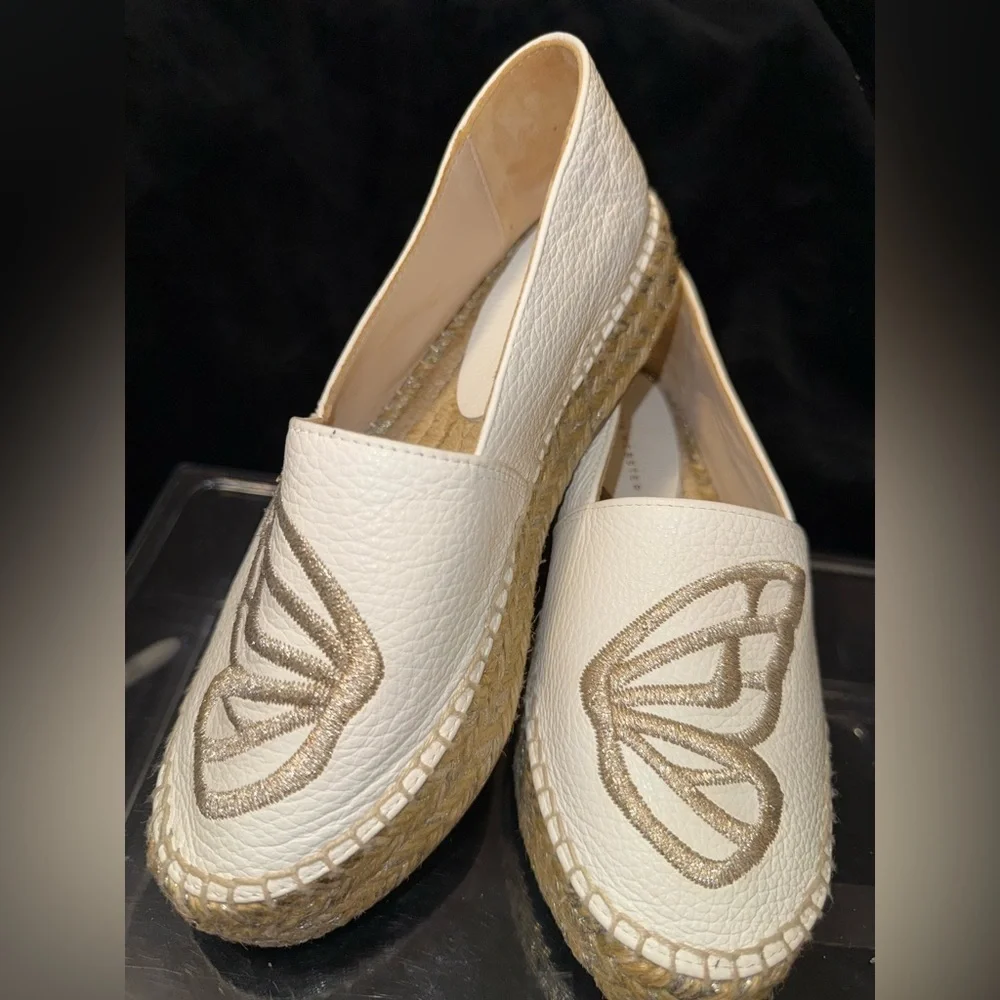 Sophia Webster White and Tan Espadrilles with Butterfly Design